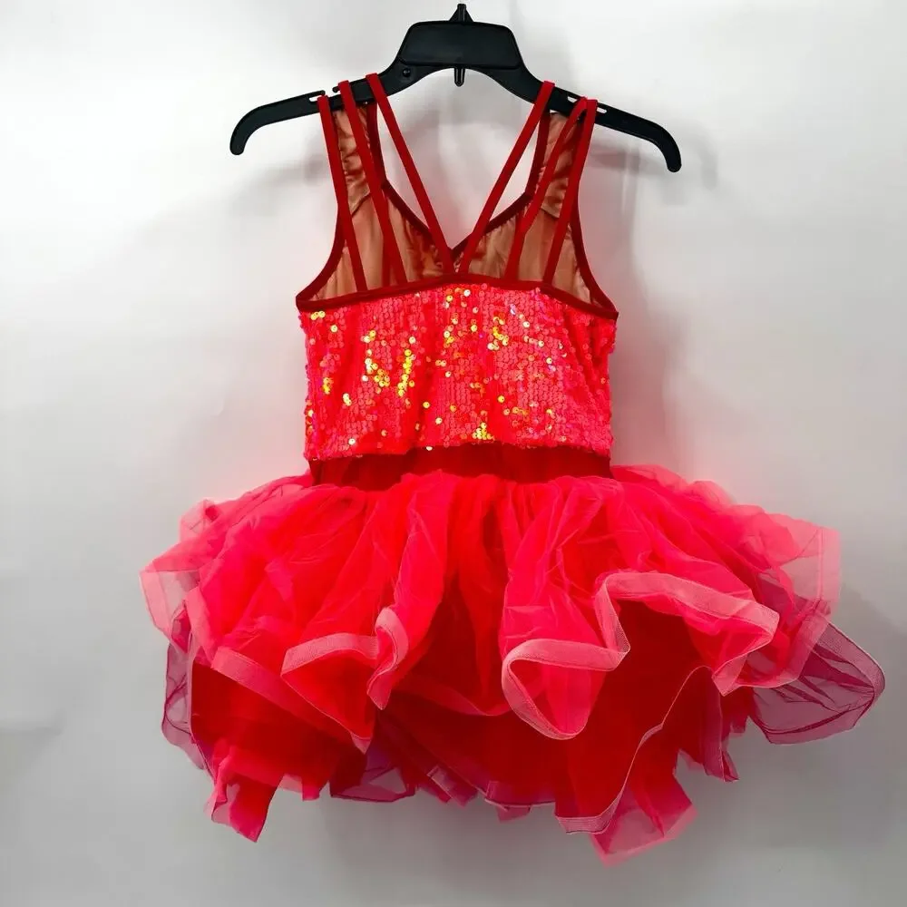 Weissman Go Bananas Tangerine Neon Orange Pink Sequin Tutu Feathers 13837 XXLC